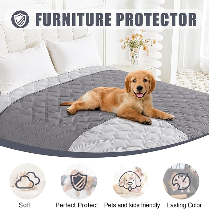 Smiry Waterproof Dog Bed Cover Blanket 52x82, Soft Reversible Pet Blanket, Washable Leakproof Cats Dogs Couch Cover for Sofa, Couch, Furniture, Lattice, Grey/Light Grey