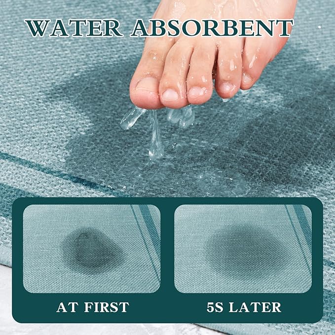 chakme Bathroom Rugs Mat 32x17, Ultra Thin Non Slip Bath Mat Quick Dry Absorbent Bath Mat for Bathroom Floor, (Light Blue, 32"x17")