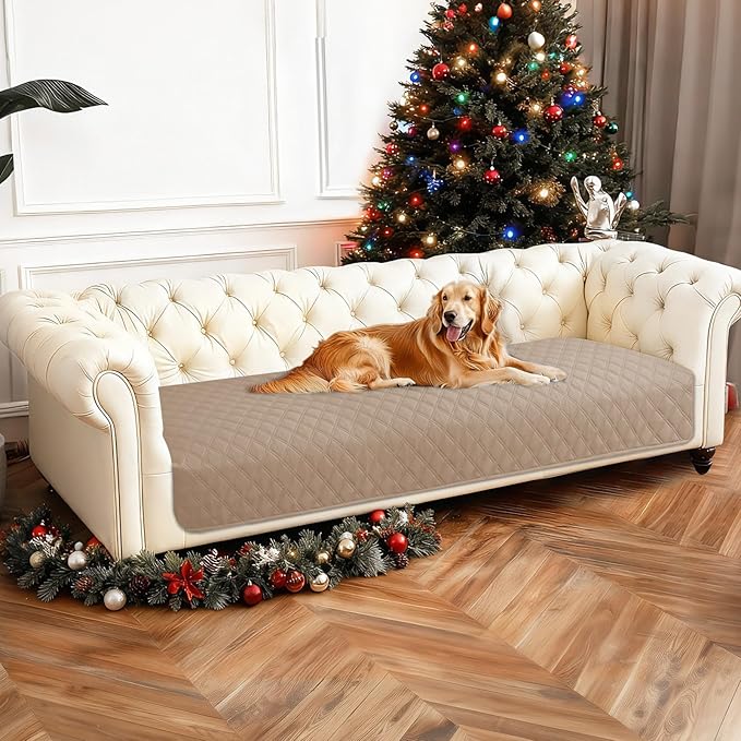 CYCMACO Waterproof Dog Blanket, Non-Slip Soft Pet Bed Cover, Couch Cover for Dogs Washable, Protects Sofa, Furniture, Crate, Car, Tear Resistant Leakproof Pet Blanket (30x70 Inch, Khaki)