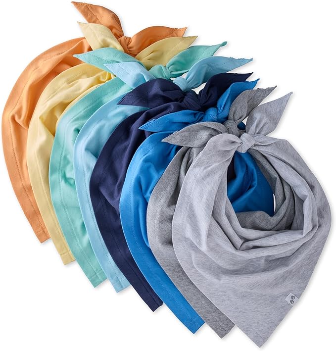 Pet Passion Bandit - The PET Bandana, 8 Pack 100% Organic Cotton Pet Bandanas Clothes for Small, Medium, Large Dogs, Rainbow Blue, Medium/X-Large