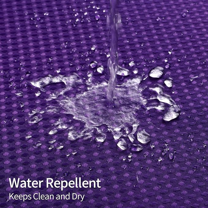 MitoVilla Extra Long Shower Curtain Liner Set, Purple 86 inch XL Waffle Fabric Shower Curtains with Snap-in Liner for Luxury Hotel Grade & Spa-Like Bathroom Decor, No Hooks Needed