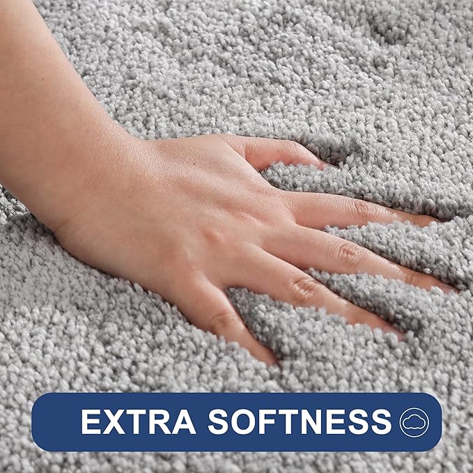 COSY HOMEER Bath Rugs for Bathroom Extra Thick - Anti-Slip Bath Mats Soft Plush Yarn Shaggy 100% Strong Mirco Polyeste Mat Living Room Bedroom Mat Floor Water Absorbent(Grey,24x48 - Inches)