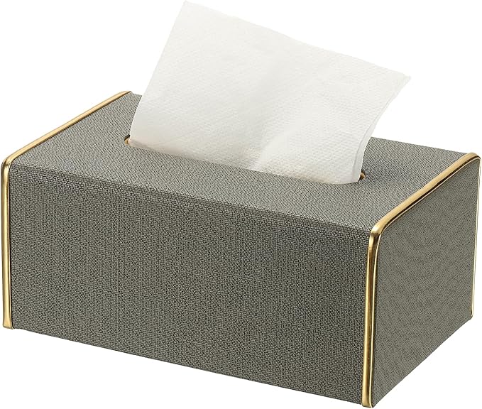 uxcell Tissue Box Cover, Rectangle Modern Tissue Box Holder with Magnetic Closure for Living Room Bedroom Office Hotel Desk (8.3"x5.1"x3.5", Drak Gray)