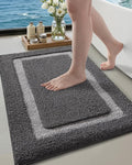 Color&Geometry Bathroom Rugs, Water Absorbent and Quick Dry Microfiber Bath Rugs-16"x24", Non-Slip, Machine Washable, Extra Soft Plush Bath Mats for Bathroom, Laundry Room, Dark and Light Grey