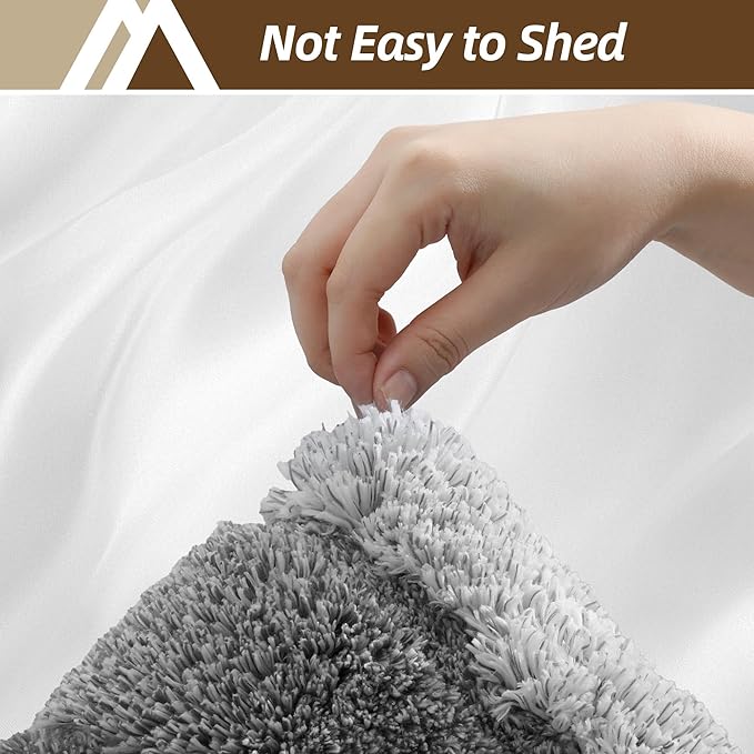 COSY HOMEER Toilet Rugs U-Shaped 24"x20", Ultra Soft Absorbent Bath Mat with Non-Slip TPR Backing, Machine Washable Shaggy Rug for Toilet, Grey