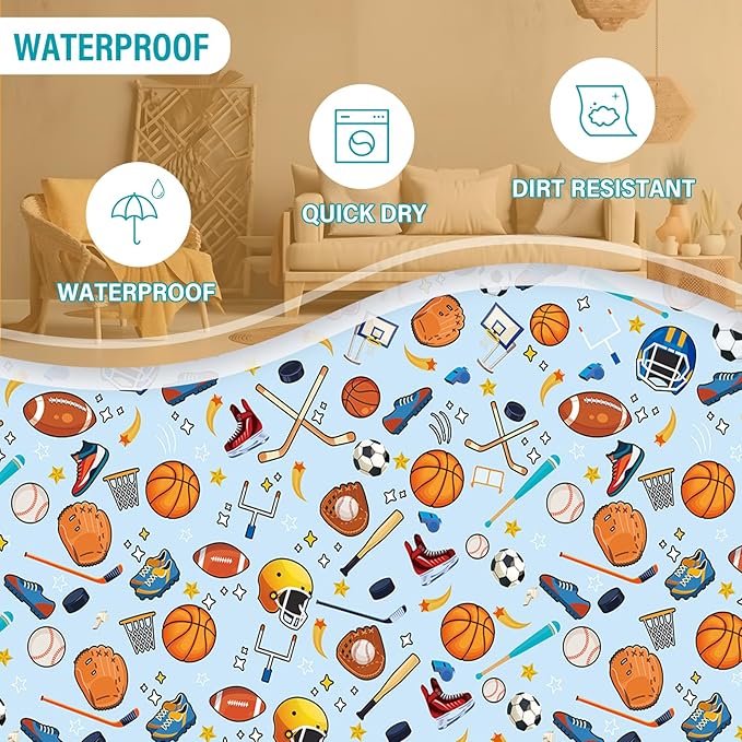 Sports Laundry Basket for Boys and Girls, 43L Round Oxford Cloth Laundry Hamper, Waterproof Collapsible Storage Organizer Bin with Handles for Toys, Gifts for Chritsmas Thanksgiving 13.8x17.7inin
