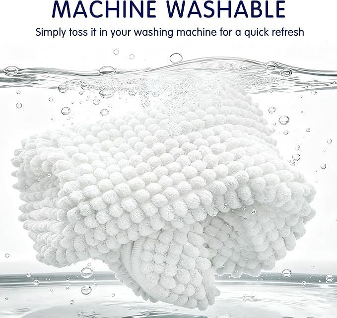 SUBRTEX Bathroom Rugs, 24" x 36" Chenille Bath Rug Soft Short Plush Bath Mat Soft Shower Mat Water Absorbent Shower Mat Quick Dry Machine Washable, White