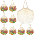 SATINIOR 8/16 Pcs Large Cotton Mesh Grocery Bags 16x16x12 Inch Reusable Cotton String Shopping Bag Beige Produce Container