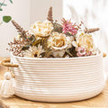 KAKAMAY Woven Baskets for Storage(16"x8"),Blanket Basket for Organizing Living Room,Cotton Rope Basket Woven Baby Laundry Hamper,Collapsible Laundry Room Organization,Clothes,Toy Chest(White)