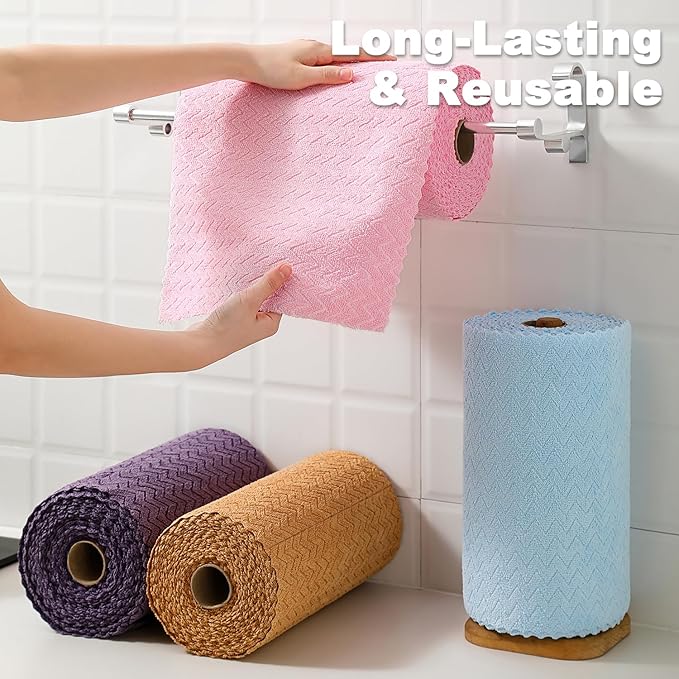 Tigona 80 Pack Microfiber Cleaning Cloth Roll Reusable Paper Towels 12"x12" Tear Away Cloth,Absorbent Dish Rags for House Kitchen,Wash Cloths,Lint Free Rags for Window Cars Cleaning Supplies