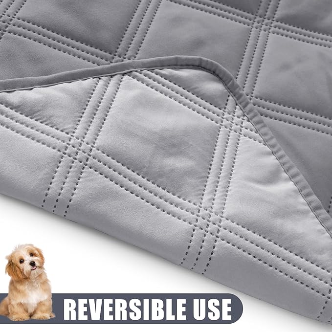 Smiry Waterproof Dog Bed Cover Blanket 82x120, Soft Reversible Pet Blanket, Washable Leakproof Cats Dogs Couch Cover for Sofa, Couch, Furniture, Lattice, Grey/Light Grey