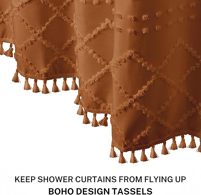 Siiluminisoy 84 Inch Long Shower Curtain Terracotta Shower Curtain Fabric 72 x 84 Shower Curtain Cloth Textured Tufted Chevron Vintage Shower Curtains for Bathroom