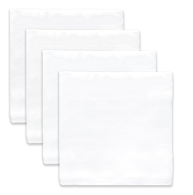 SwaddleDesigns Cotton Muslin Swaddle Blankets, Set of 4, Receiving Blankets for Baby Boys & Girls, Best Shower Gift, 46x46 inches, Pure White