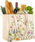 Miss Adola Large Canvas Grocery Tote Bag - Reusable Extra Large Shopping Shoulder Bags with 6 Inner Pockets & 2 Handle Strap