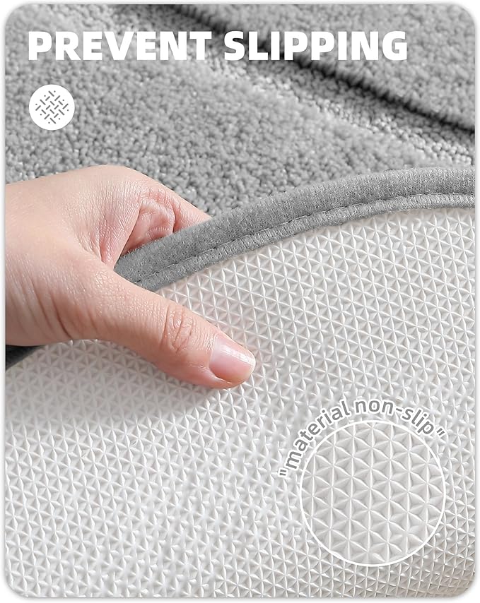 Color&Geometry Grey Bathroom Rugs, Non Slip, Absorbent, Soft, Washable, Thick Bath Mat, 24"x43" Small Bath Rug Bath Mats for Bathroom Floor, Shower, Sink, Vanity
