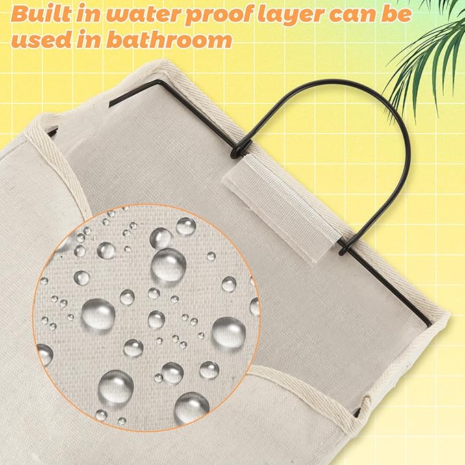 STARVAST 8Pcs Wall-Hanging Storage Bags, Desktop Organizer Basket, Door Organizer Basket, Bathroom Closet Hanging Storage Bag Waterproof Linen Cotton for Kitchen, Bedroom, Living Room, 8Hooks(White)