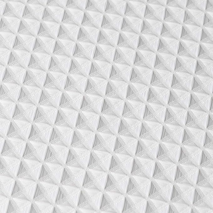 Creative Scents Fabric White Shower Curtain for Bathroom - Spa, Hotel Luxury Matt Waffle Weave Square Design, Water Repellent, 230 GSM Weighty Cloth, 72" x 72" for Decorative Bathroom Curtains