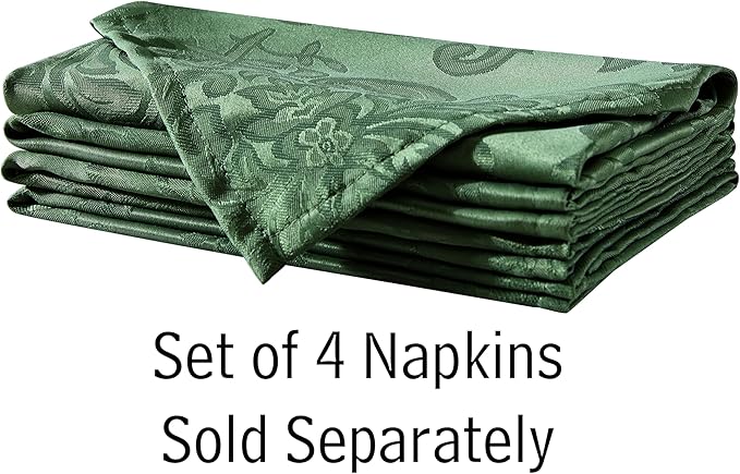 Newbridge Barcelona Damask Fabric Napkins, Set of 4, Hunter Green – No Iron, Soil Resistant Cloth Napkins for Dining, Parties and Holidays