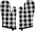 VHC Brands Cotton Oven Mitt Set of 2, Heat Resistant, Baking Glove Pot Holder, Kitchen Mitts, Annie Buffalo Check Collection, 12.5x8, Country Black & White Checkered