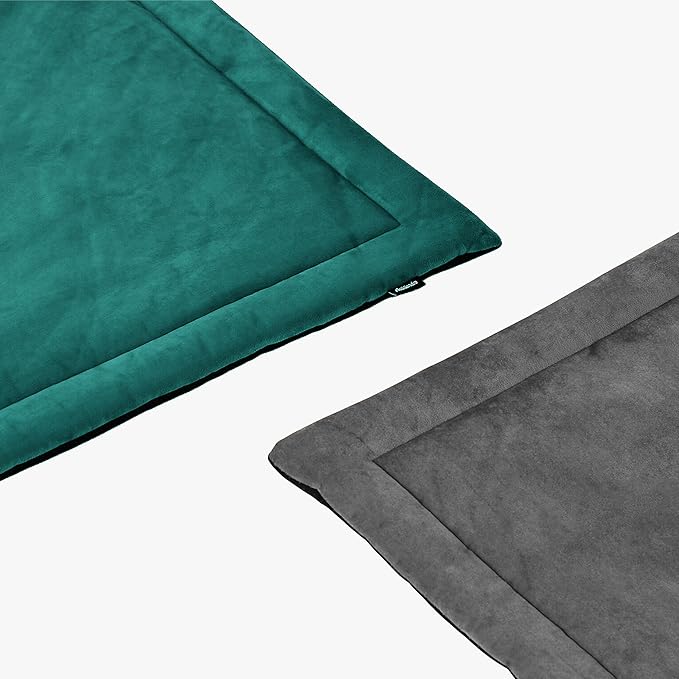 Allisandro Waterproof Dog Bed Kennel Pad Dog Sleeping Crate Mat with Non-Glue Filling and Non-Slip Silicone Bottom, Dark Green, 31.4 X 23.6 Inches