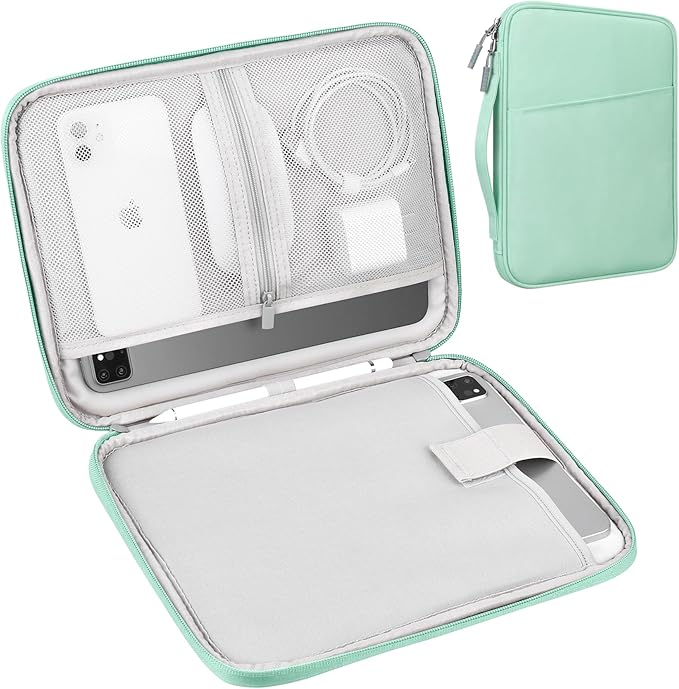 Lacdo Tablet Sleeve Bag for 11 inch iPad A16 / 11 Inch iPad Pro M5 M4 / 11 inch iPad Air M3 M2 / 10.9" iPad / 10.2" iPad /10.9" ipad Air, 11 inchs Samsung Galaxy Tab A9+ Bag, Fit Magic Keyboard, Green