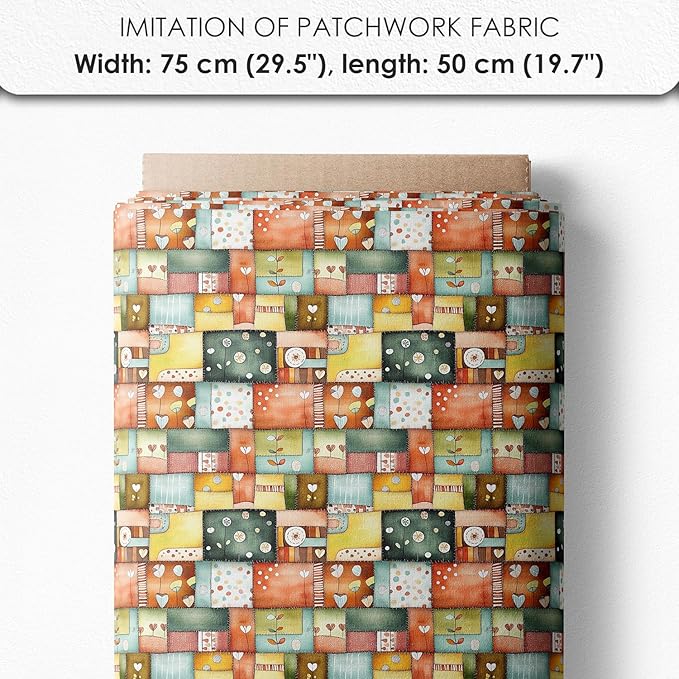 ‍ Patchwork Angel Cotton Fabric Panel – 6 Designs (10×10 inch Each) + Bonus Sheet 29.5×19.6 inch, 100% Cotton 140 GSM, Made in Türkiye