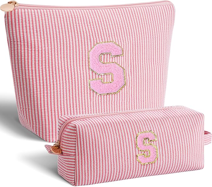 Btffitting Gifts for Girls Teens Kids - Birthday Gift for Daughter Sister Her,Travel Essentials,Teen Girl Essentials,Cute Trendy Stuff Makeup Bag Set Cosmetic Bag - Peach,S