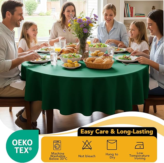 10-Pack Hunter Green Round Tablecloths, 70 Inches, Stain-Resistant Polyester for 3-4 Ft Round Tables - Washable Table Covers for Weddings, Banquets, Birthday Parties, Events