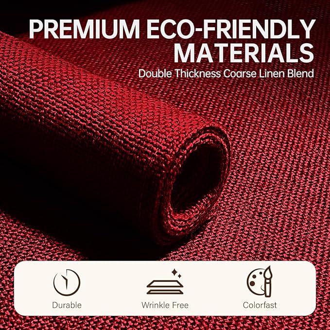 Blue Forest | Rectangular Faux Linen Placemats Set of 8 | Dual- Layered Thickened for Durability | Heat Resistant | Machine Washable | Wrinkle Free for Easy Care Indoor/Outdoor Use - Red