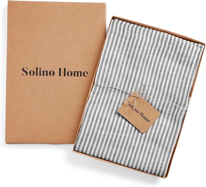 Solino Home 100% Pure Linen Apron for Women & Men - Full Midi Bib Apron Adjustable Neck Strap with Center Pockets for Kitchen