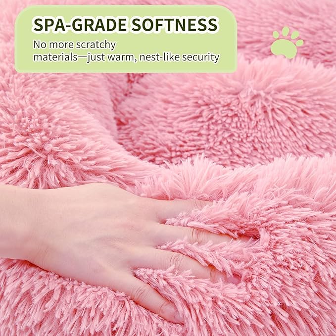 Comfort Donut Dog Bed for Small Dogs, Cat Bed & Pet Bed for Indoor Use, Medium Size with Soft Plush, Round Dog Beds for Large Dogs and Cats(Rubber Red,36''Lx36''Wx8''Th)