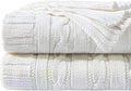 NTBAY 100% Pure Cotton Oversize (60x80) Cable Knit Throw Blanket, Super Soft Warm Knitted Throw Blanket for Bed, Sofa, Chair, Couch - Extra Cozy, Machine Washable, Comfortable Home Decor, White