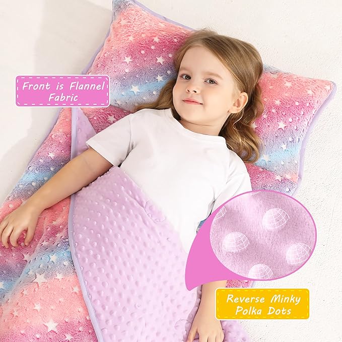 Lasoftan Toddler Nap Mat with Pillow and Blanket, Extra Large Rolled Napping Mats,Slumber Bags for Boys Girls,Kids Sleeping Bag for Daycare, Preschool Travel Camping