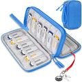Lacdo USB Flash Drive Case Thumb Drive Holder Case Organizer Portable Electronic Accessories Storage Bag for SanDisk/SamData/Samsung USB Flash Drives Jump Drive Memory Stick, Cable, Medium Size-Blue