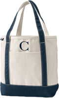 Lands' End Pre-Monogrammed Letter Canvas Tote Bag