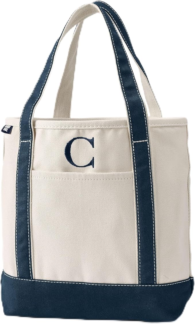 Lands' End Pre-Monogrammed Letter Canvas Tote Bag