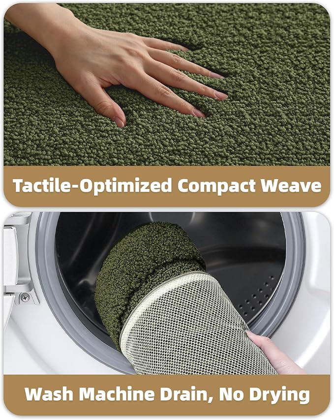 Color&Geometry Green Bathroom Rugs, Non Slip, Absorbent, Soft, Washable, Thick Bath Mat, 19"x31" Small Bath Rug Bath Mats for Bathroom Floor, Shower, Sink, Vanity