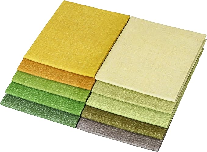 Craftido - 11 Options Solids with Tweed Tonals - Assorted Color Cotton Quilting Fabric Bundles 10pcs Fat Quarters 18"x21" - Medium Weight 5.2oz - for Quilting, Sewing and Crafts – Grasslands