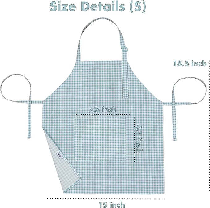 Kids Aprons for Cooking Waterdrop Resistant Aprons for Girl & Boy Toddler Apron for Painting, Gardening, Baking, Smock (White, Small (3-5 years))