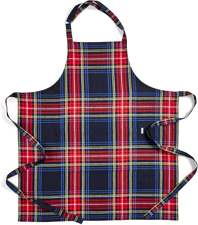 Solino Home Linen Bib Apron for Men & Women - 33 x 30 Inch Kitchen Apron with Front Pockets - Handcrafted from European Flax