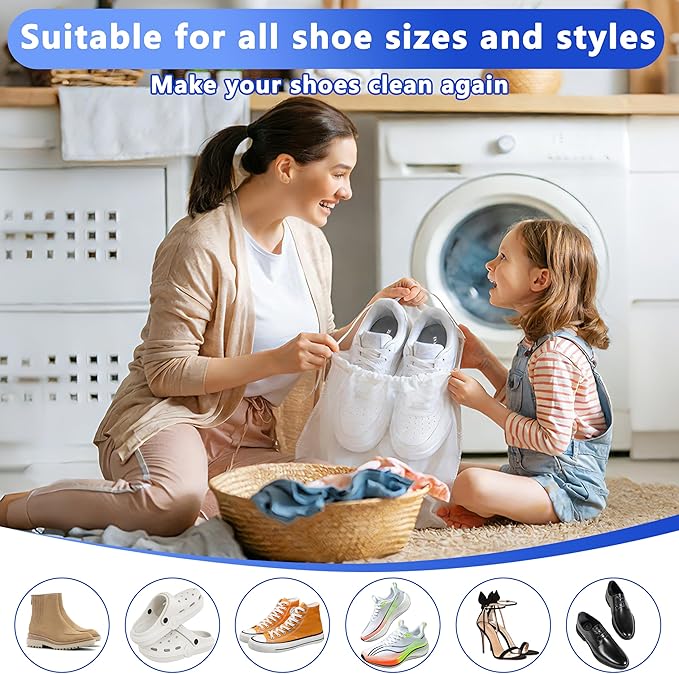 Xinambyh 2Pcs Reusable Shoe Washing Machine Bag for Washer and Dryer:Free Up Hands, Prevent Deformation,shoe bag with Zipper Protection Design, Use for all Shoes,Sports Shoes