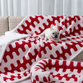 Maidewow Waterproof Pet Blanket,Dog Bed Covers Small Throw for Puppy Cats Stylish Jacquard Pets Couch Sofa Furniture Protection Washable Reversible Covers (Red Wave,XS)