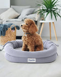 bilypaws Orthopedic Dog Bed for Small Dogs, Pet Sofa Bed with Egg Crate Foam, 4-Sided Bolster, Removable Washable Cover & Anti-Slip Bottom, Small Gray