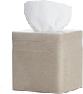 Beige Sandstone Tissue Box Cover Square for Home Decor,Resin Heavy Tissue Box Holder for Bathroom Countertop,Tabletop,Bedside Table,Office (Handmade of Resin)