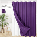 Craidlela 3 in 1 Extra Long Purple Shower Curtain Set-72 W x 84 H, Modern Waffle and PEVA Liner Set with 12 Stainless Steel Hooks, Waterproof Fabric for Bathroom
