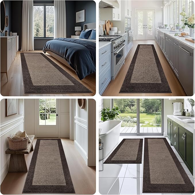 DOMUSTEX Machine Washable Kitchen Rug 24" x 96", Non Slip Kitchen Mat for Floor, Absorbent Entrance Runner Rug for Bedroom, Hallway, Bathroom, Door (Roll Packing)