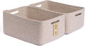 MiniArk Large Storage Baskets for Shelves, Closet Organizers Bins for Clothes Blanket Towels, Baby Nursery, Toy Baskets Box, Woven Rope Baskets, 17 x 13 x 7.5”, 2 Packs Mixed Brown