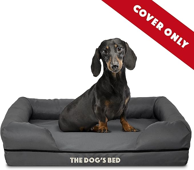 The Dog's Bed Replacement Outer Cover ONLY for The Dog's Bed, Washable Oxford Fabric, Small (Grey with Black Piping) Veterinary Approved