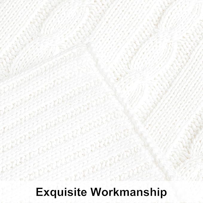 NTBAY 100% Pure Cotton Oversize (60x80) Cable Knit Throw Blanket, Super Soft Warm Knitted Throw Blanket for Bed, Sofa, Chair, Couch - Extra Cozy, Machine Washable, Comfortable Home Decor, White