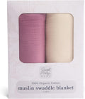 Sweet Acorn Muslin Swaddle Blanket – Soft Cotton Muslin Baby Blanket for Newborns, Infants, and Toddlers, All-Season Comfort Baby Essential - Purple and White